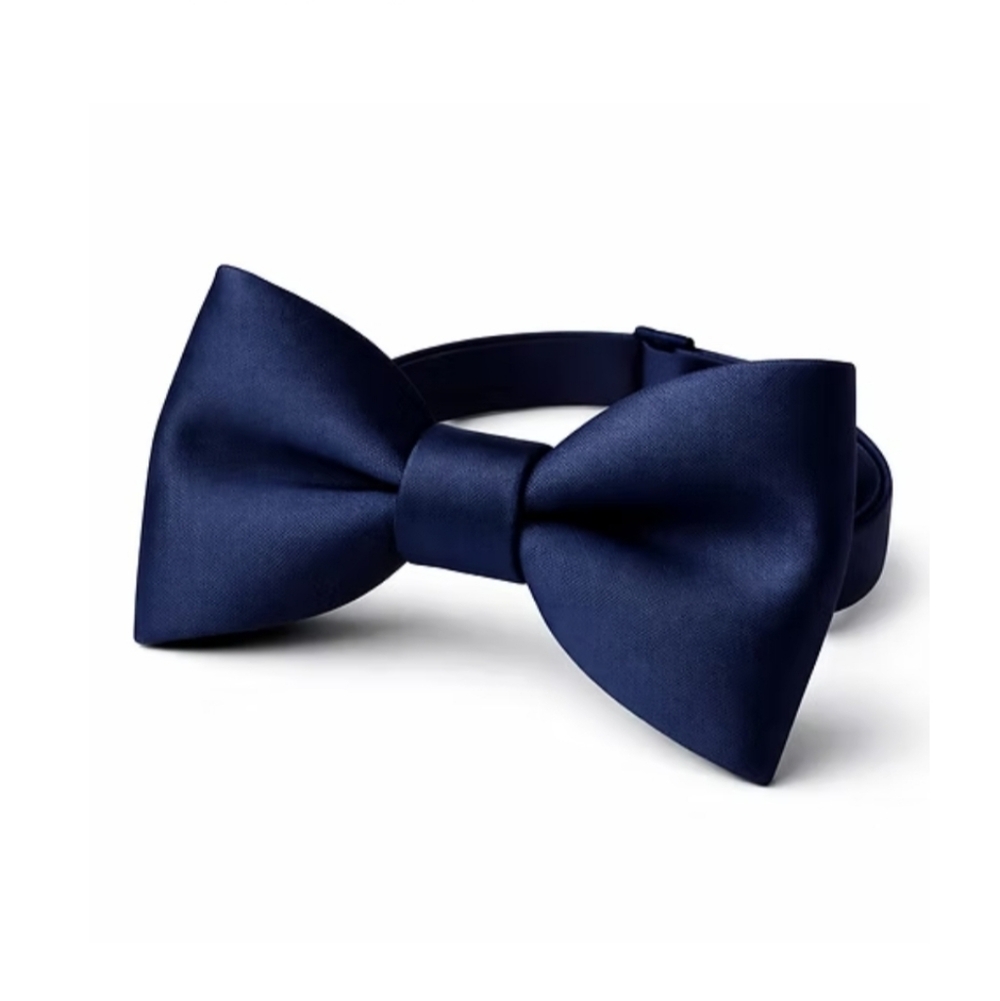 Pre-tied Butterfly Classic Hue Satin Bow Tie Navy Blue Wedding Groom Bridal NWT - Picture 12 of 12